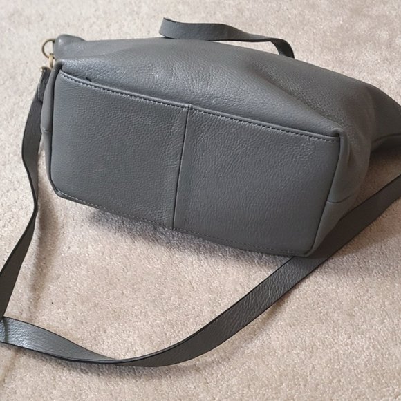 Ladie's Genuine Kate Spade SATURDAY gray leather small crossbody satchel bag - Picture 5 of 8